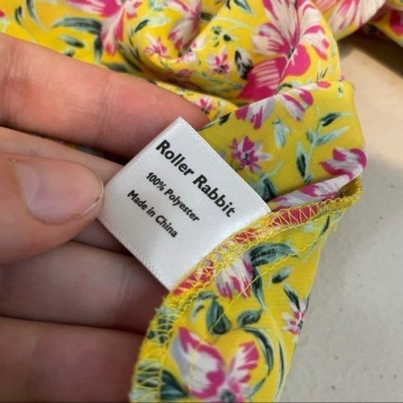 ROBERTA ROLLER RABBIT PINK FLORAL RUFFLE HEM WRAP FLUTTER SLEEVE MIDI DRESS S - Picture 7 of 7